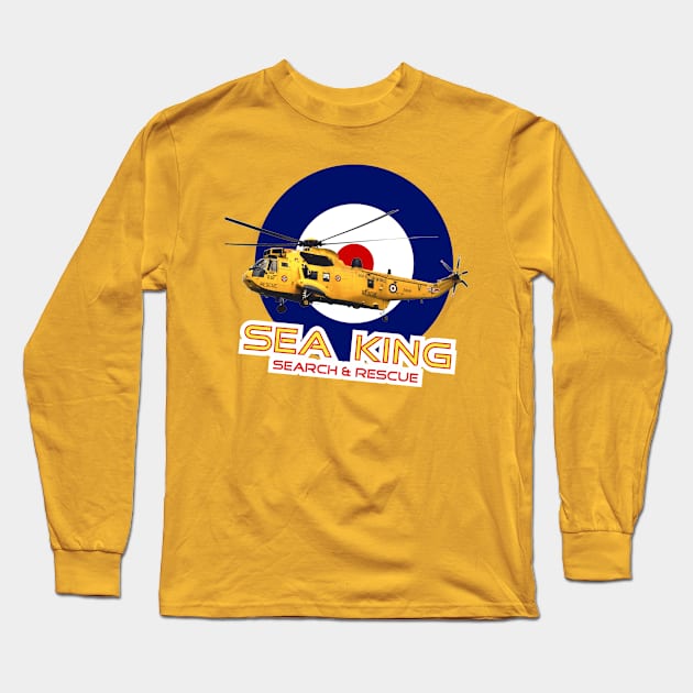 Westland Sea King Search and rescue helicopter in RAF roundel, Long Sleeve T-Shirt by AJ techDesigns